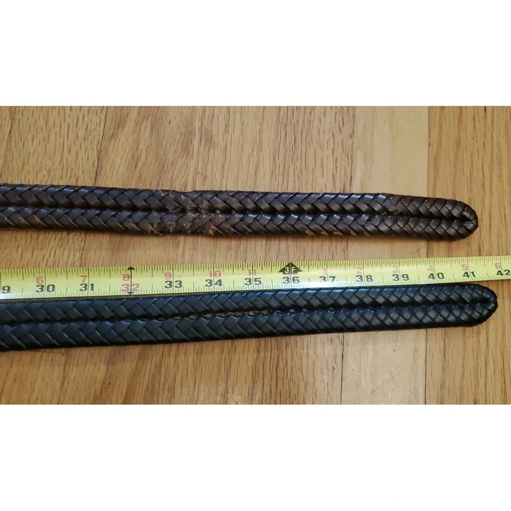 Lot Of 2 FOSSIL Mens Braided Brown & Black Leather Belts 34 Distressed